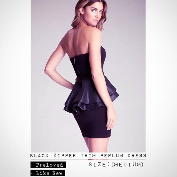 BEBE - ZIPPER TRIM PEPLUM DRESS - Picture 2 of 8